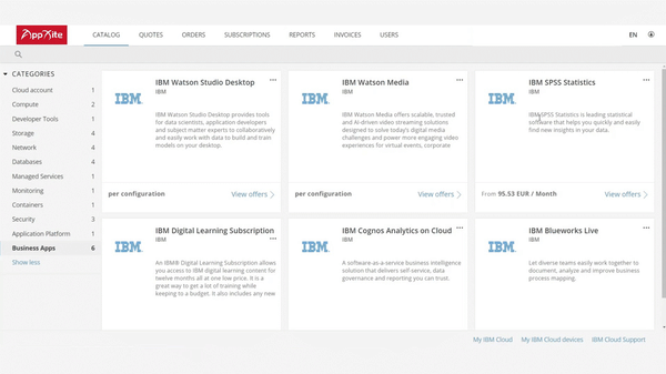 buy ibm XaaS products on the appxite platform