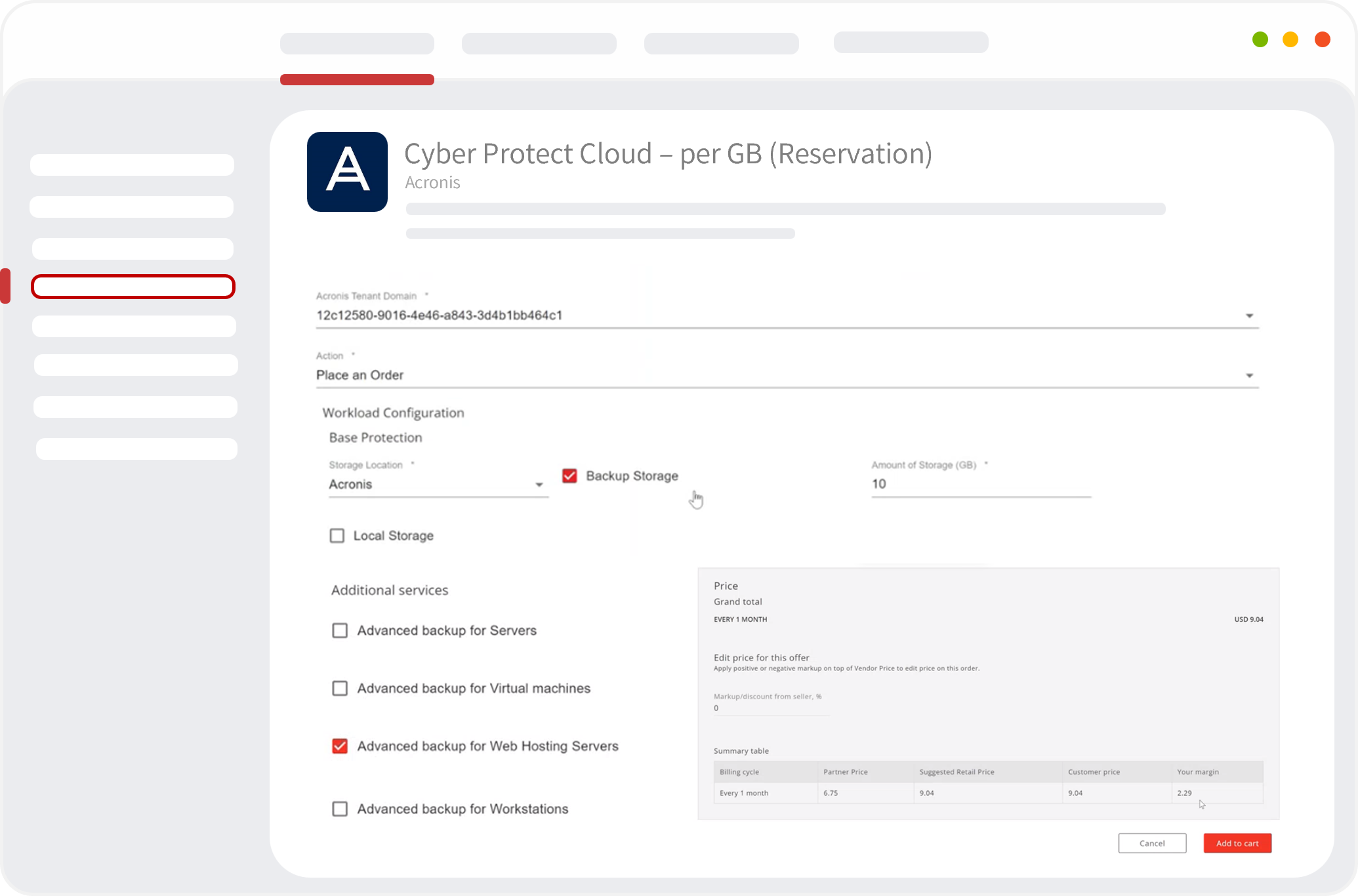 Acronis Offer Configuration